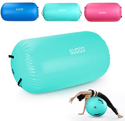 KAKASA Aufblasbare Gymnastik Air Roll, Aufblasbare Luft Rollen, Air Roller, Gymnastikrolle, Ausbildung Gleichgewicht Air Barrel, Yoga Roll, PVC Zylinder Übung Spalte Heimgebrauch (120x75cm, Grün)