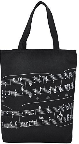 HilerPunk - Bolsa Reutilizable con Patrón Musical, de Hombro, de Algodón Grueso para Compras, Laptop, Libros Escolares (Notación Musical)