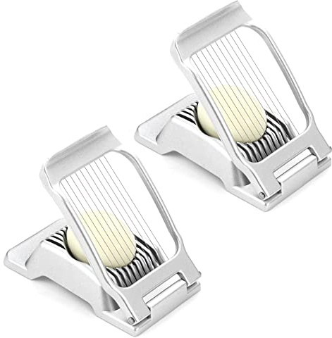 2 Packs Egg Slicer,Strawberry Slicers, Stainless Steel Wire Egg Slicer for Hard Boiled Eggs, Heavy Duty Aluminum Base Metal Egg Cutter for Egg Strawberry Soft Fruit & Food, Dishwasher Safe