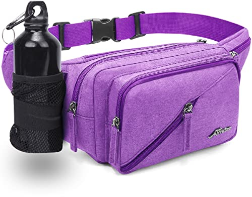 Bauchtasche Gürteltasche für Damen und Herren Wasserabweisend Hüfttasche mit Flaschenhalter, Multifunktionale Gurt Verstellt Bauchtasche für Wandern, Hundespaziergänge, Outdoor-Aktivitäten (Violett)