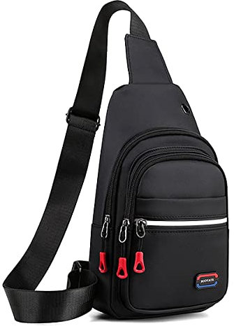 A-QMZL Sacoche Porté Épaule Homme Imperméable Sac de Poitrine Sacoche à Bandoulière Loisir Sac Besace pour Camping Voyage Cyclisme Vélo Randonnée Travail (noir)
