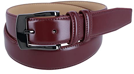 CTM Men's Basic Dress Belt, 46, Oxblood
