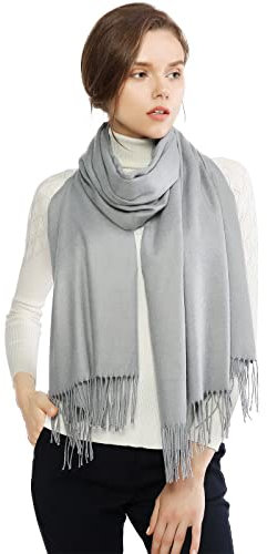 RIIQIICHY Echarpe Gris Clair Etole Femme Chic Mariage Écharpe Femme Hiver Chale Femme Chaud