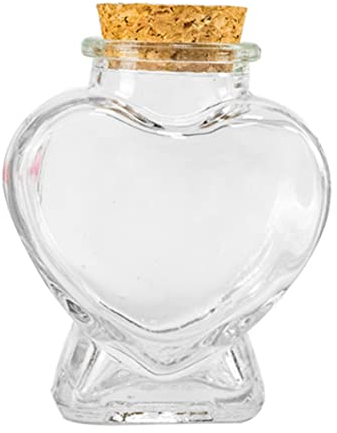 1PC Mini Glass Bottle Heart Shaped Wish Bottle Clear Storage Jars Containers with Cork