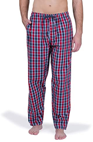 Moonline - Herren Webhose Freizeithose Loungewear aus 100% Baumwolle, Farbe:Navy/rot/weiß, Größe:54-56