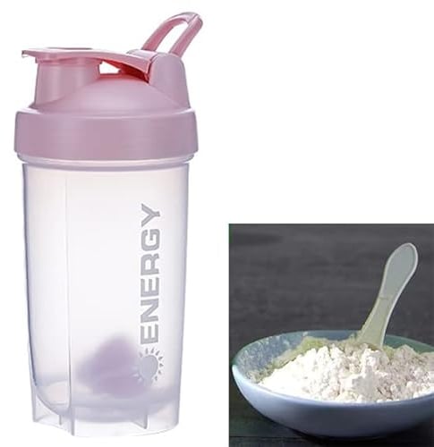 DDSHUN Protein Shaker Bottle 500ml with Mixing Ball, BPA- and DEHP- free, Leakproof Flip On Lid, Odourless, Temperature Safe, Dishwasher Safe Sports Supplements Shakes for Men and Women (Pink)
