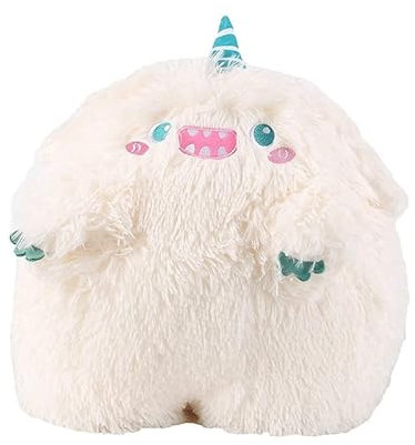 Macocheezee Furry Monster Kuscheltiere Plüschtier, 15,7 Kunstpelzkissen Wurfplüschkissenpuppe, weiches, weißes, Flauschiges Kuschelkissen für Freunde plush2 Family (White MoMo)