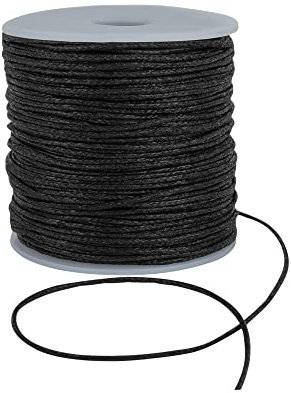 1mm Waxed Cord for Bracelet and Necklace Making - Durable Macrame Cord, Scoobies Strings, and Leather Necklace Cord - Perfect Bracelet String for Beads and Friendship Bracelets String - (Black,10m)