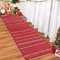 LuxFocus Weihnachtsläufer, Teppich für Flur, Weihnachten, Innendekoration, weich, rot, Küchenläufer, maschinenwaschbar, Bodenteppich, rutschfest, Küchenmatte, weiße Blumenmuster, 60 x 180 cm