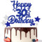 Gidobo 30th Birthday Cake Toppers, Blue Glittery Cake Decorations with Stars, Thirty Years Old Birthday Party Supplies for Men and Women