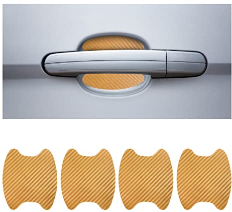 CGEAMDY 4PCS Exterior Car Stickers, Carbon Fiber Protection Film für Autofolie, Kratzfeste Schutzfolie, Universal Fit für die meisten Fahrzeuge (Gold)