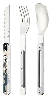 Akinod Couverts droits élégants gastronomiques avec insert magnétique (couteau, fourchette et cuillère) - Magnetic straight cutlery 12H34 mod. MIRROR Cyclisme