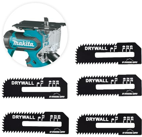5 Pack Drywall Cutter Saw Blades for Makita - High Carbon Steel Cordless Cut Out Saw Blades - Cuts Drywall up to 1-3/16 Thick - by KP Operating Supply