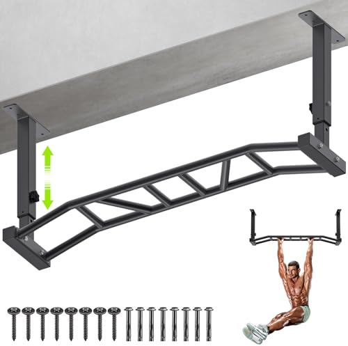 Kipika Barre de traction montée au plafond de 121,9 cm, barre de traction multiprise robuste, barre de traction montée, hauteur réglable, idéale pour la salle de sport à domicile et la musculation