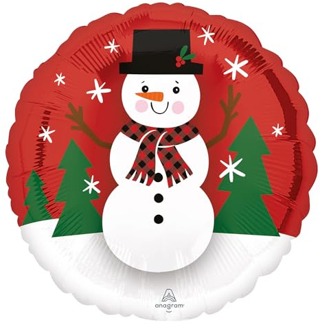 Amscan Standard Grinsender Schneemann Folienballon S40 verpackt 43 cm