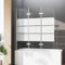 Duschtrennwand Badewanne 140x140cm 3 teilig Milchglas Dekor Querstreifen Faltwand für Badewanne Duschabtrennung 6mm NANO Glas ESG Sicherheitsglas Duschwand