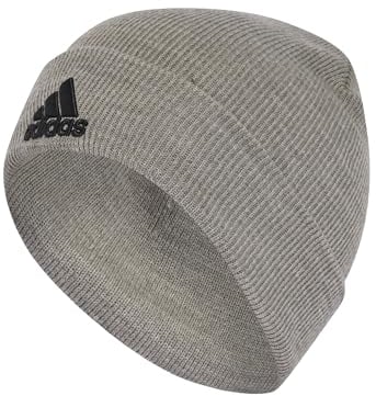 adidas Unisex Logo Beanie, Medium Grey Heather/Black, S