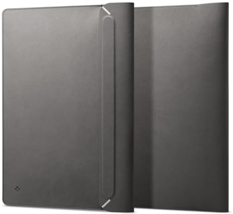 Spigen Valentinus Laptoptasche Hülle Tasche 15 15,6 16 Zoll, Leder Laptop Hülle Kompatibel mit MacBook Pro/Air, M1 / M2 / M3 / M4, Dell, Acer, ASUS, Hp, Lenovo, LG Gram usw - Grau