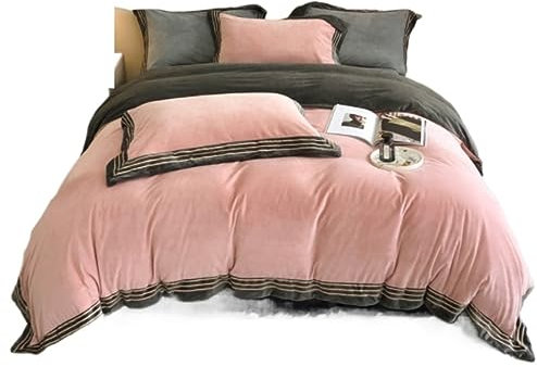 Juego de Ropa de Cama Juego De Sábanas Gruesas De Doble Cara, Ropa De Cama De Franela, Juego De Cuatro Piezas, Juego De Sábanas De Invierno Juego de Sabanas (Color : Pink, Size : 1.8/2m Bed)