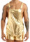 Xnihocha Mens Shiny Metallic Dungarees Bib Overalls Suspender Boxer Shorts Festive Rave Party Clubwear Gold L