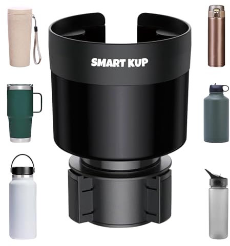 Car Cup Holder Expander - Fits Hydro Flasks 32/40 oz, Nalgene, Yeti & Large Bottles up to 3.8 inches Wide - for Car up to 3.2 Inches Wide (Black (Expandable Base))