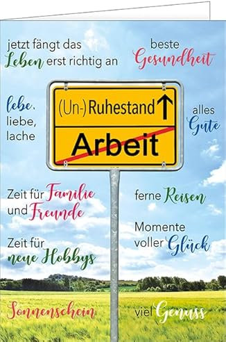 Hanra A4 Ruhestandskarte Ortsschild, Glückwunsch, Ruhestand, Geschenk, Abschied, Grußkarte, A4 Karte, 21x29,7 cm