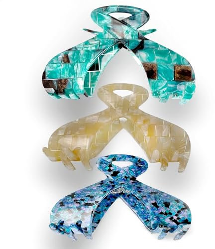 Pince Cheveux Grande Premium Résistante - Lot de 3, Couleurs Tendance