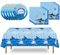 WERNNSAI Hai Partyzubehör Set – 33 PCS blaue Ozean Geburtstagsparty Dekoration Unterwasser Party Tischdecke Teller Servietten für Jungen Party Ozean Hai Mottoparty für 16 Gäste