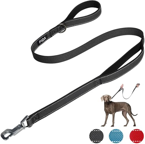 Fida Heavy Duty Dog Lead, 1.2M/4FT Dog Leads for Medium/Large Dogs, Black