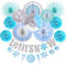 SUNBEAUTY Winter Wonderland Decorations Winter Snowflakes Hanging Paper Fans Decorations Blue White Snowflake Decorations with Let It Snow Banner Paper Fans Tissue Pom Poms Christmas Decorations