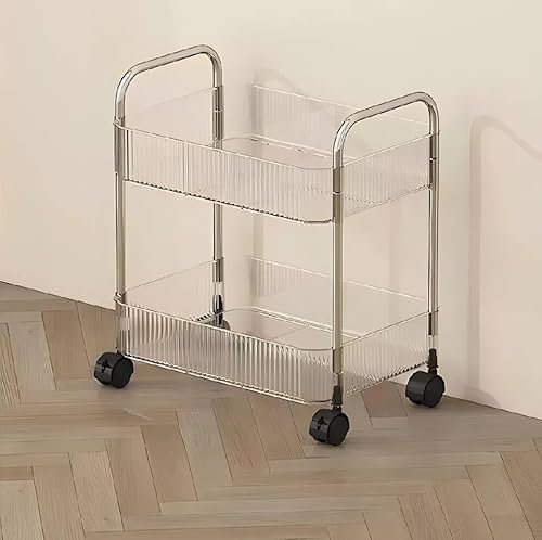 Multibao 3-Tier Acrylic Shelf Trolley - Spa System Storage with Wheels (2 Tier 40 * 28.5 * 44.4cm)