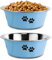 YUDANSI Lot de 2 gamelles bleues de 860 ml pour chiens de petite et moyenne taille avec semelle en silicone antidérapante, gamelles surélevées en acier inoxydable pour animaux domestiques