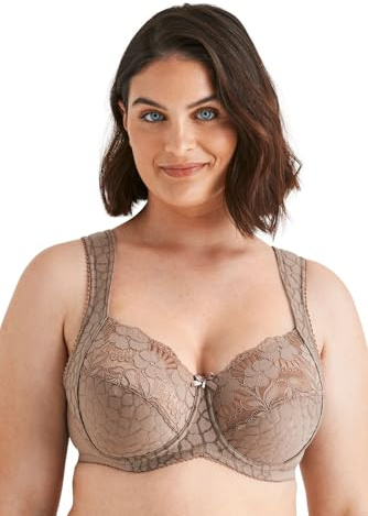 Miss Mary of Sweden Jacquard & Lace Bügel-BH – Seitliche Stütze, Voll-Cups, Starker Halt 85C Taupe