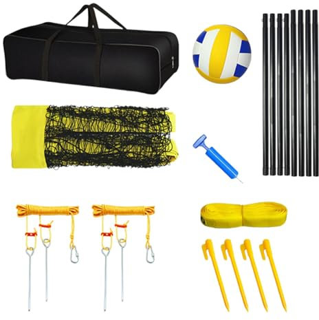 rockible Volleyball-Set Volleyball-Komplettset Beachvolleyball-Set Mobile Volleyball-Netzanlage für Rasen