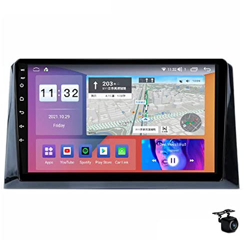 Android 12 Doble DIN Radio estéreo para automóvil para P-EUGEOT 5008 2002-2013 Navegación por satélite de 9 GPS DSP Incorporado FM BT WiFi SWC 4G 5G Carplay Mirror Link Reproductor de Video + cámara