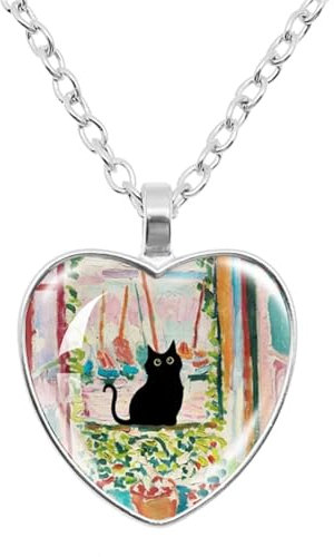 SiVaji Necklaces Necklace Pendant Chain Men Women Jewellery Lovely Cat Heart Pendant Necklace Animal Art For Kids Women 16