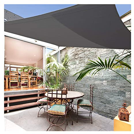 Waterproof Rectangle Sun Shade Sail 3m X 5m Awning Canopy with Free Ropes UV Block 98% Garden Patio Outdoor Shade Cover Grey Oxford Cloth Size 10'X16'