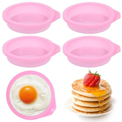 4 moldes de huevo para freidora de aire, accesorios de freidora de aire de 4 pulgadas, moldes de silicona reutilizables para huevos, moldes antiadherentes para sándwiches de huevo frito, magdalenas,