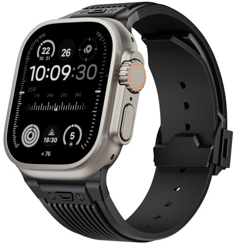 SEURE Cinturino progettato per Apple Watch Ultra 2/Ultra 49 mm, serie 9/8/7 45 mm, serie SE2/6/SE/5/4 44 mm, serie 3/2/1 42 mm, morbido silicone sportivo, robusto cinturino di ricambio con connettore