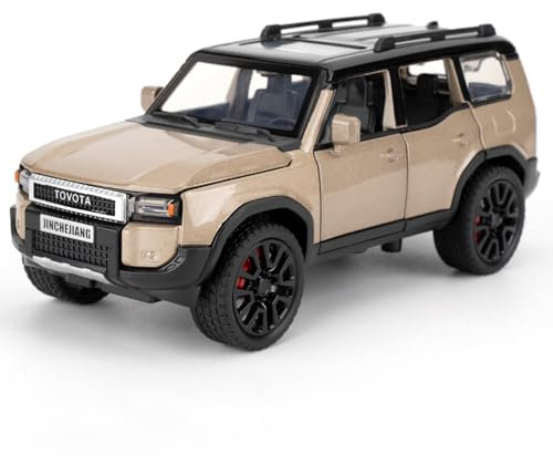imtfzct 1/32 Toyota Prado Leichtmetallmodell, Kinderspielzeugauto mit Pull Back Funktion, Sound- und Lichtmodellauto, Kinderspielzeug mit zu öffnenden Türen, Geschenk für Kinder von 4-7 Jahren (Gold)