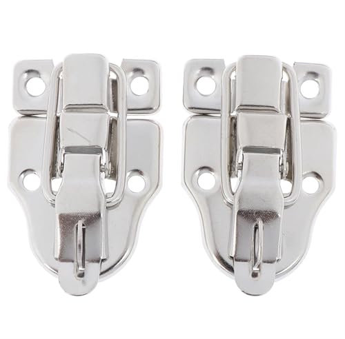 XUCZHAI 4 Stück Schmucktruhenbox, Antik-Metallschnalle, Kofferkoffer, Kippverschluss, Hasp-Riegel(Silver)