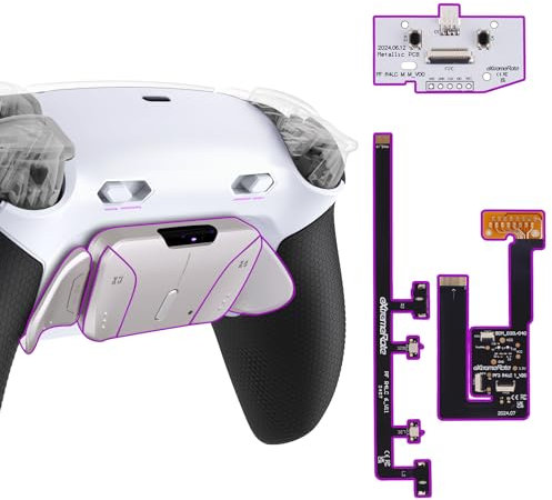 eXtremeRate RISE4 Plus Max RMB Tasti Aggiuntivi per ps5 Controller BDM-030/040/050,Palette Posteriori Metallo Clicky Trigger Stop Back Button per ps5 Joystick-Senza Controller-Bianco Nero