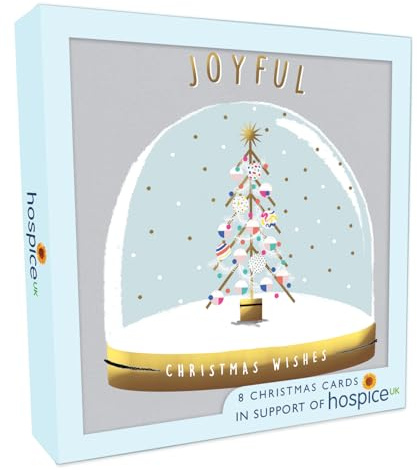Box Of 8 Tree In Globe Joyful Wishes Hospice UK Charity Christmas Cards XSA012