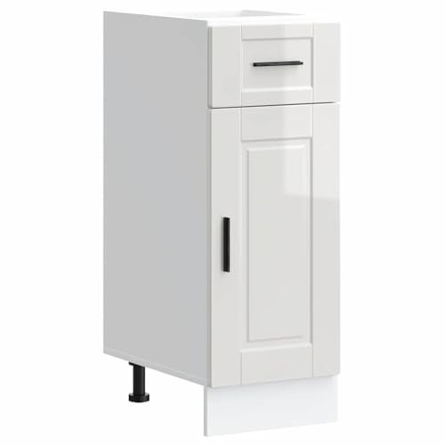 vidaXL Küchenunterschrank Porto Hochglanz-Weiß Holzwerkstoff, Spülenunterschrank, Schrank Küche, Lagerschrank, Unterschrank für Küche, Küchenzeile
