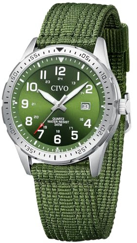 CIVO Herren Uhr Analog Quarz: Klassische Mode Armbanduhren Herren mit Datum Leuchtend - Wasserdicht Casual Design Uhr für Männer Nylonband