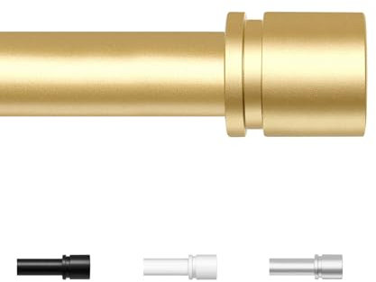 HOTOZON Vorhangstange Gold 80-218 cm, Gardinenstange 25 mm Durchmesser, Gardinenstange Ausziehbar mit Einfaches Endstücke mit Halterungen, Gardinenstangen für Schlafzimmer, Wohnzimmer oder Küche