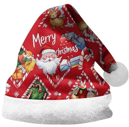 Arbeitsmütze Winter Holiday Parties and Costume Events Christmas Tree Santa Printing Santa's Hat (Watermelon Red, S)