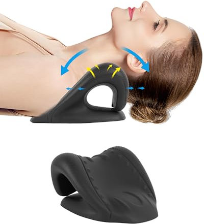 BETOVIN Nacken-und Schulter-Relaxer, Cloudy Neck Nackenstrecker zur Nackendehnung Orthopädisch, Halswirbelsäule Traktion Gerät zu Lindern Hals und Schulter Müdigkeit und Schmerzen, Mattschwarz