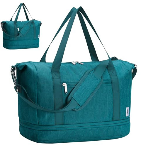 Narwey für Ryanair Handgepäck 40x20x25, Sporttasche Klein Weekender Damen, Reisetasche Handgepäck Tasche Flugzeug, Easyjet Handgepäck 45x36x20, Kliniktasche Geburt Travel Bag für Herren (Blaugrün)