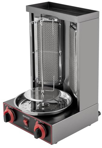 Rotisserie Vertikal DöNergrill DöNermaschine HäHnchengrill Kebabgrill Gyros DöNergeräT Edelstahl DöNer Tischgrill Bbq Grillofen Vertikale Broiler Gaskochmaschine Spinnen Shawarma 2 Brenner 220V